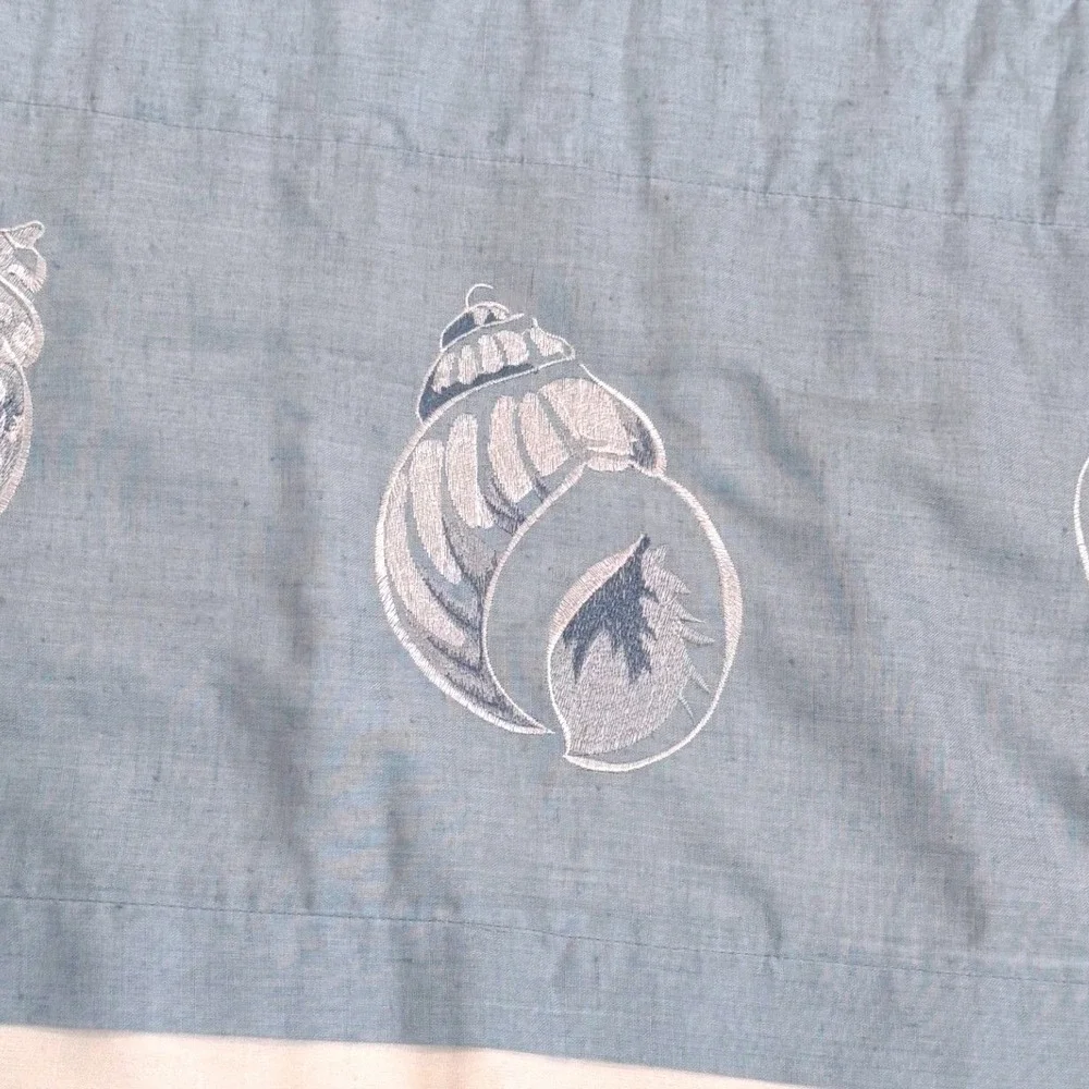 Croscill Nautical Seashell Valance Embroidered Rod Baby Blue Coastal Beach House